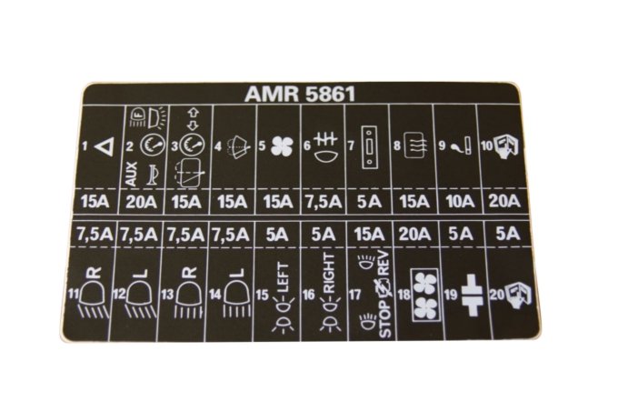 Naklejka informacyjna na pokrywie bezpieczników Defender