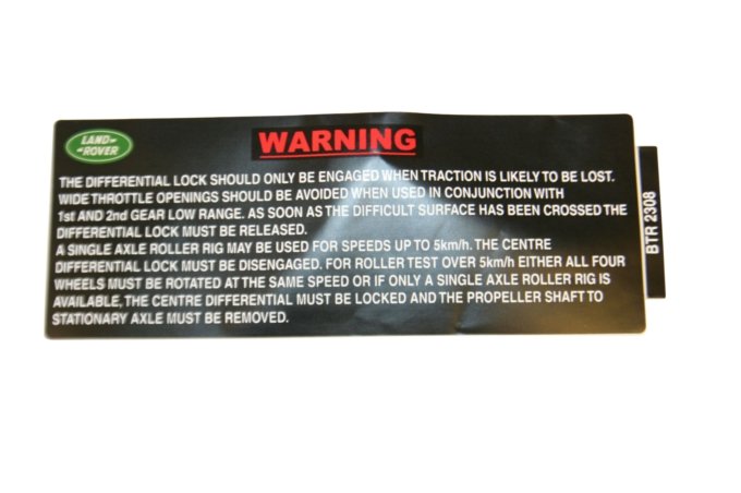 Naklejka informacyjna na pokrywie bezpieczników Defender / Defender od 2007