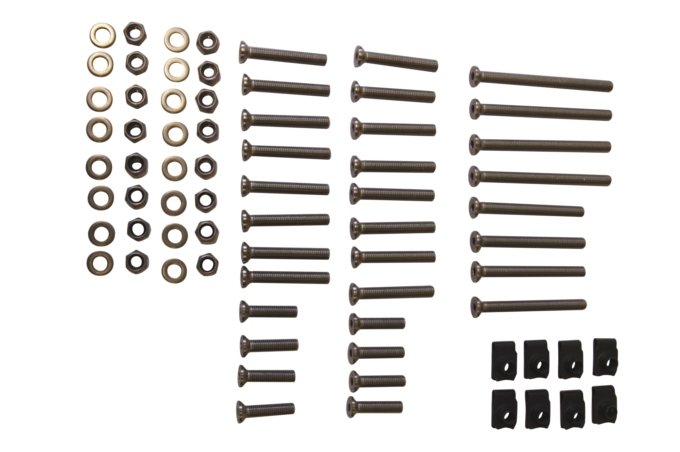 Komplet śrub i nakrętek montażowych zawiasów drzwi Defender 110/130 kpl. na cztery boczne drzwi (nierdzewne)