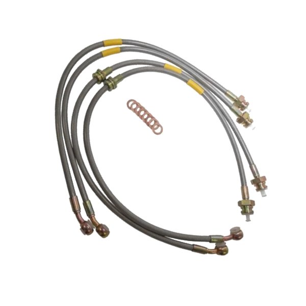 Przewody hamulcowe w oplocie metalowym Discovery II kpl. na auto (40mm dłuższe)