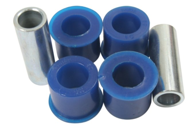 Silenblok wahacza tył przy moście Defender / Discovery / RR (komplet na auto) Polybush (niebieskie)