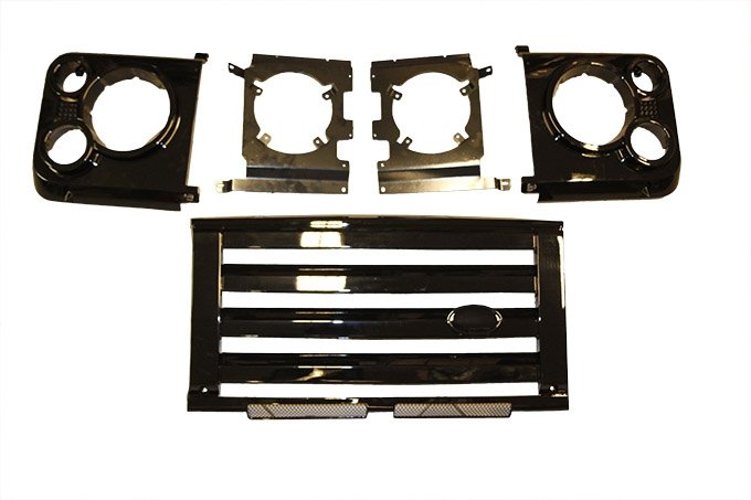 Komplet maskownic chłodnica + reflektory Defender od 2007 SVX style (czarny)