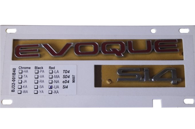 Naklejka "EVOQUE SI4" klapy tył RR Evoque do 2015 (VIN:FH999999) (Red)