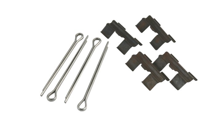 Zawleczki i blaszki mocowania klocków hamulcowych przód tarcza niewentylowana Defender / Discovery / RR do 93 (VIN: KA034331)