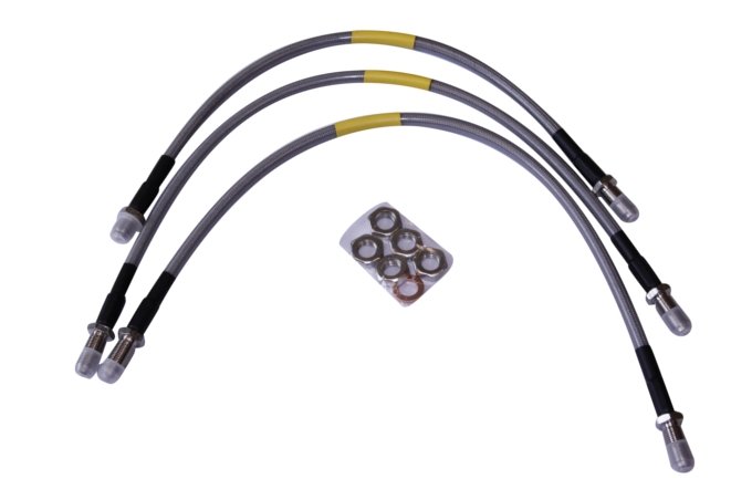 Przewody hamulcowe w oplocie metalowym Defender 90 od 94 do 98 kpl. na auto (50mm dłuższe) Terrafirma