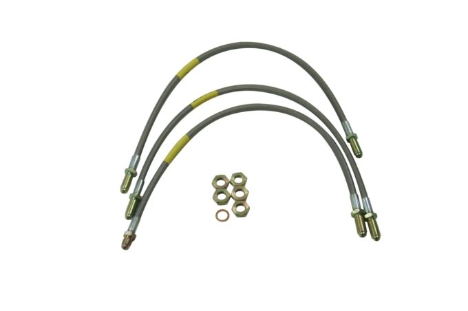 Przewody hamulcowe w oplocie metalowym Defender 110 od 94 do 98 kpl. na auto (50mm dłuższe) Terrafirma