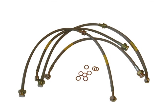 Przewody hamulcowe w oplocie metalowym Discovery II kpl. na auto (50mm dłuższe) Terrafirma