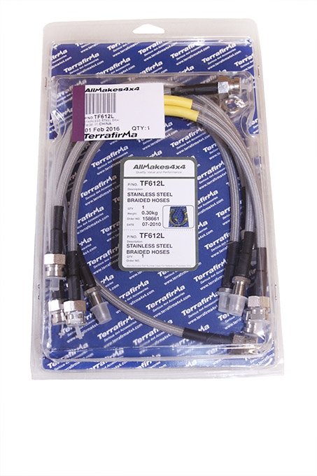 Przewody hamulcowe w oplocie metalowym RR od 92 do 94 kpl. na auto (50mm dłuższe) z ABS Terrafirma