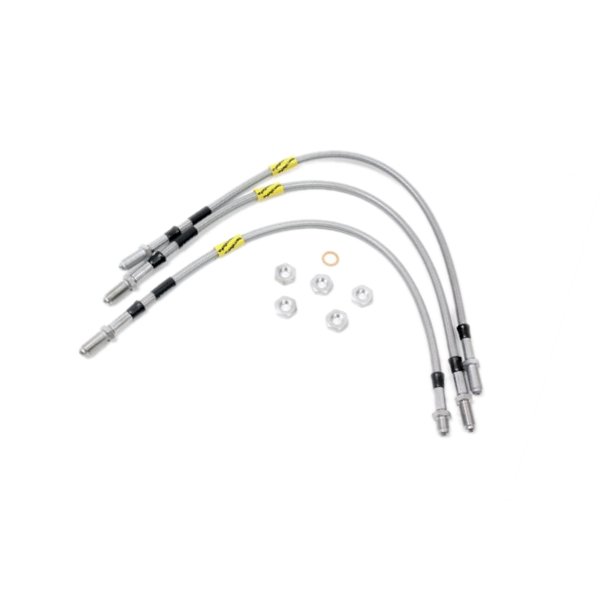 Przewody hamulcowe w oplocie metalowym Defender 110 od 94 do 98 kpl. na auto (50mm dłuższe)