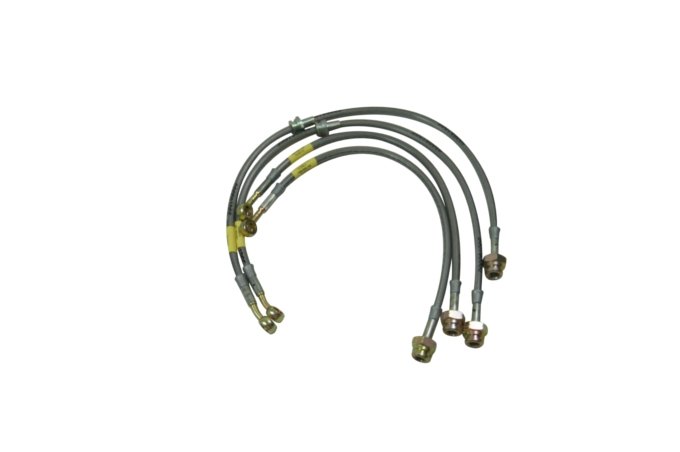 Przewody hamulcowe w oplocie metalowym Discovery II kpl. na auto (50mm dłuższe)